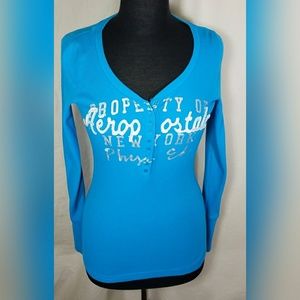 Aeropostale Henley Property of New York Blue